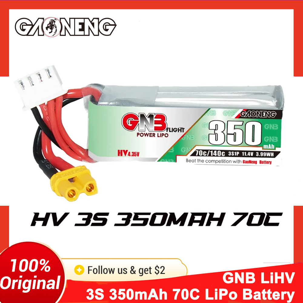 Bateria LiPo Gaoneng GNB 350mA - Walksnail Avatar Hd Goggles X avaliação e preço