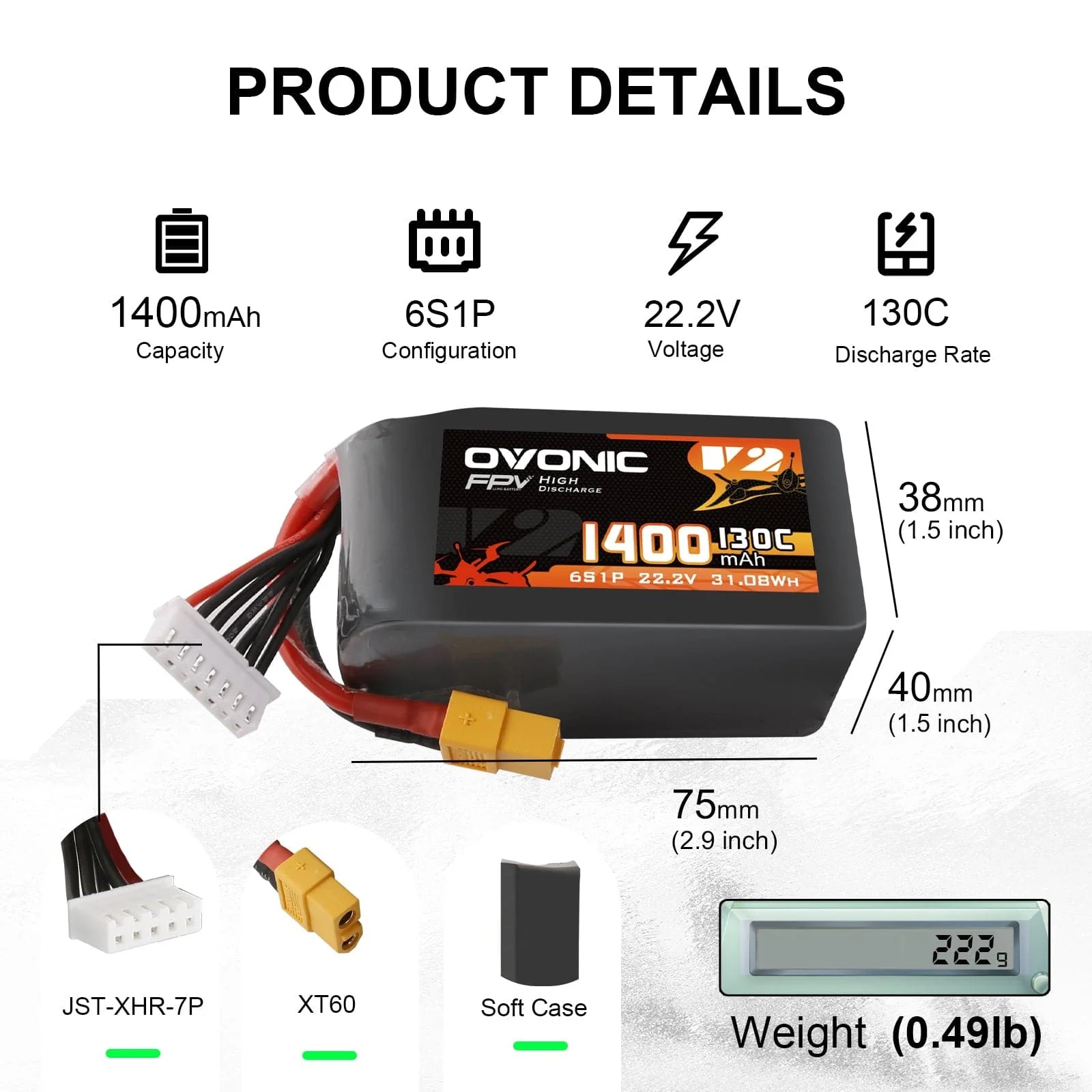 Bateria LiPo Ovonic 6S 22.2V 1 - Walksnail Avatar Hd Goggles X avaliação e preço